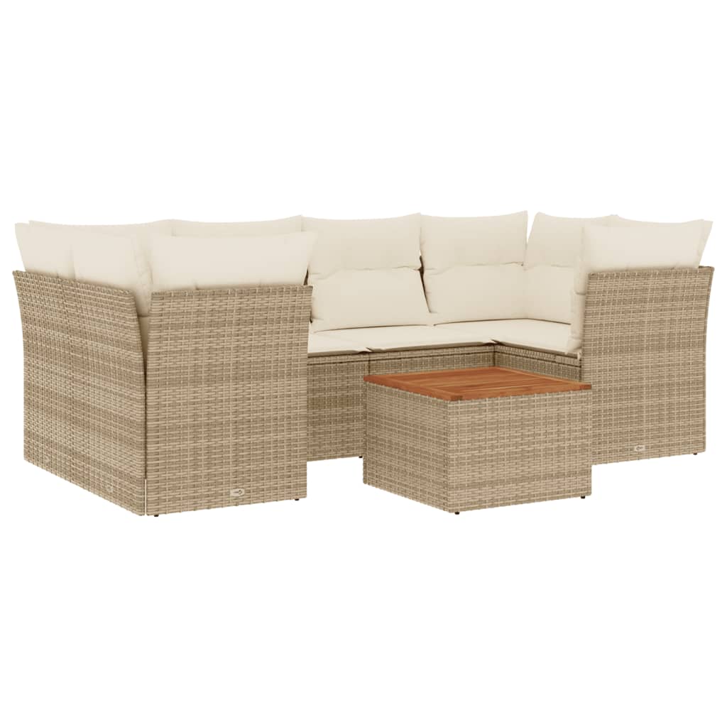 vidaXL 7-delige Loungeset met kussens poly rattan zwart