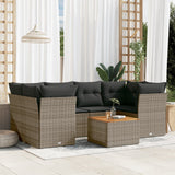 vidaXL 7-delige Loungeset met kussens poly rattan zwart