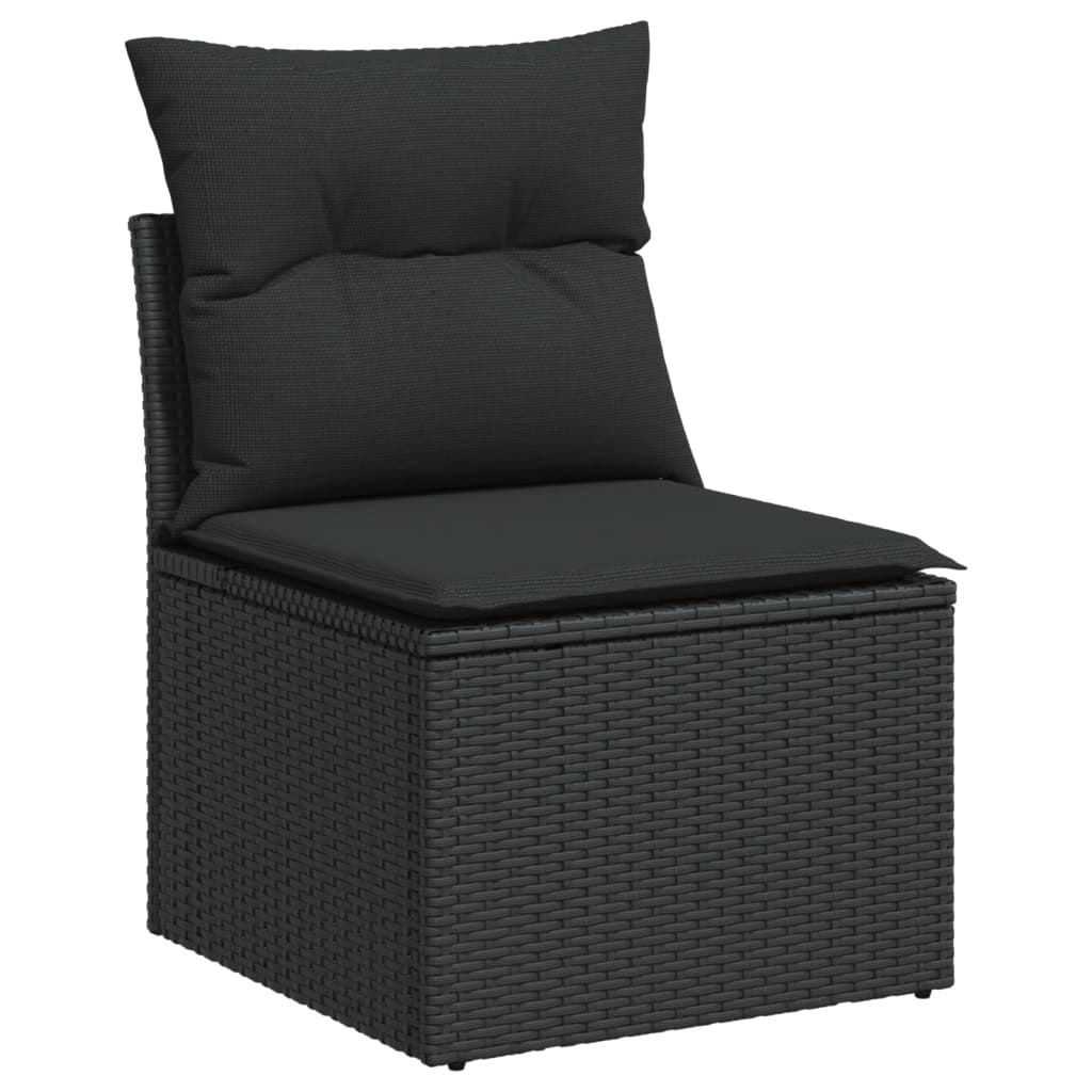 vidaXL 8-Piece Lounge Set with Cushions Poly Rattan Black
