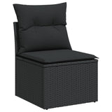 vidaXL 8-Piece Lounge Set with Cushions Poly Rattan Black