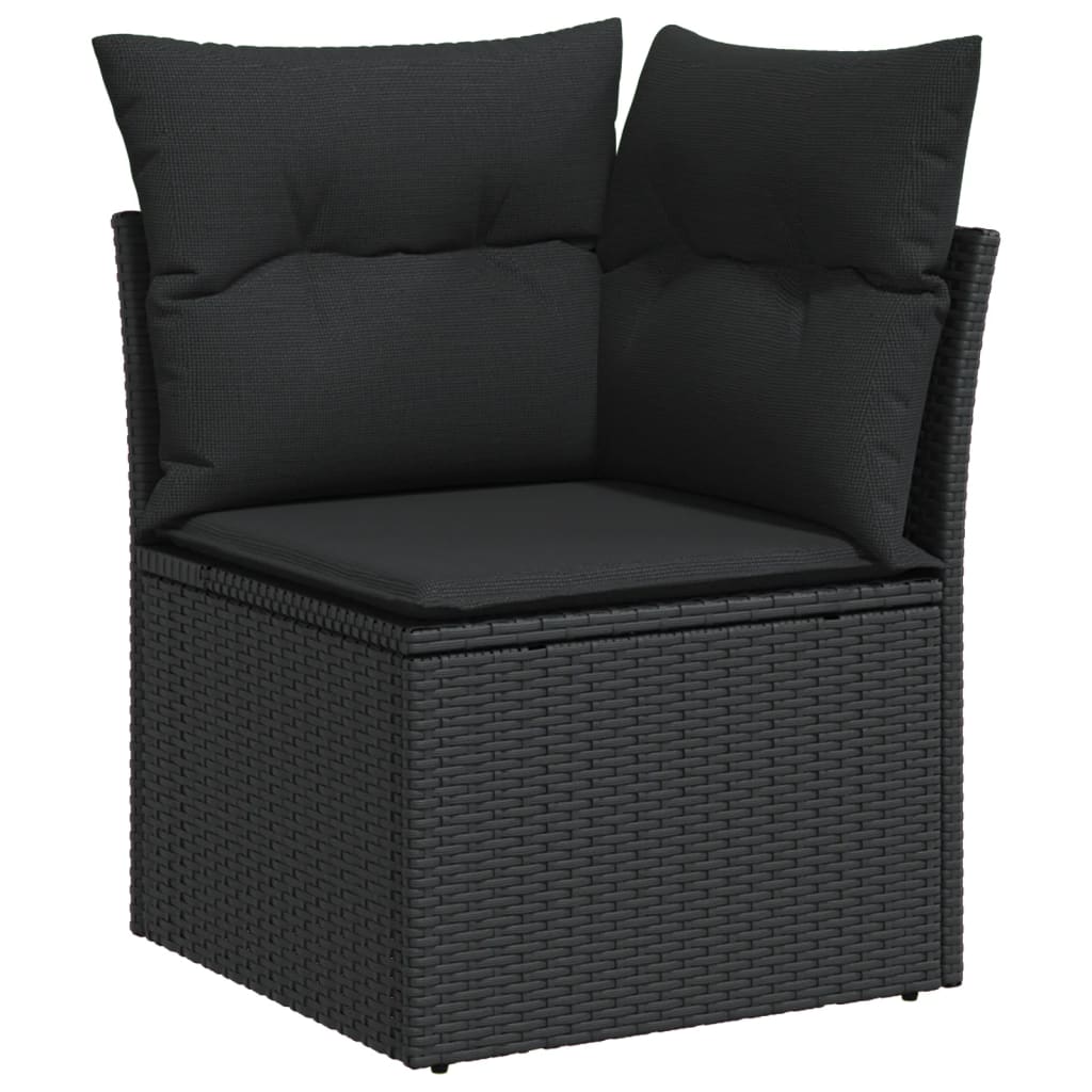 vidaXL 8-Piece Lounge Set with Cushions Poly Rattan Black