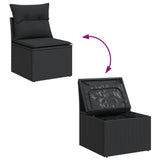 vidaXL 8-Piece Lounge Set with Cushions Poly Rattan Black