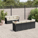 vidaXL 8-Piece Lounge Set with Cushions Poly Rattan Black