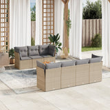 vidaXL 8-Piece Lounge Set with Cushions Poly Rattan Black