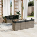 vidaXL 8-Piece Lounge Set with Cushions Poly Rattan Black