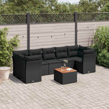 vidaXL 8-Piece Lounge Set with Cushions Poly Rattan Black