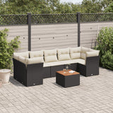 vidaXL 8-Piece Lounge Set with Cushions Poly Rattan Black