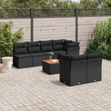 vidaXL 8-Piece Lounge Set with Cushions Poly Rattan Black