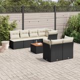vidaXL 8-Piece Lounge Set with Cushions Poly Rattan Black