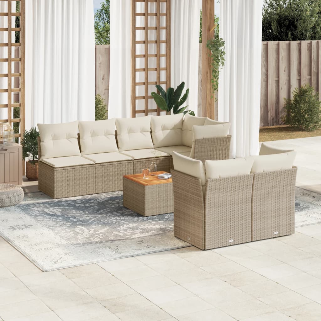 vidaXL 8-Piece Lounge Set with Cushions Poly Rattan Black