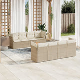 vidaXL 9-delige Loungeset met kussens poly rattan zwart