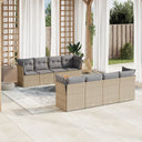vidaXL 9-delige Loungeset met kussens poly rattan zwart