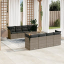 vidaXL 9-delige Loungeset met kussens poly rattan zwart