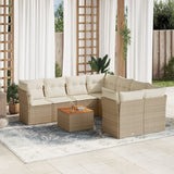 vidaXL 9-delige Loungeset met kussens poly rattan zwart