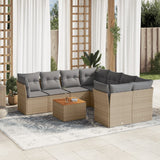 vidaXL 9-delige Loungeset met kussens poly rattan zwart