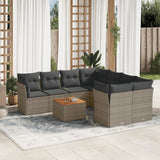 vidaXL 9-delige Loungeset met kussens poly rattan zwart