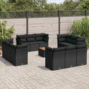 vidaXL 13-Piece Lounge Set with Cushions Poly Rattan Black