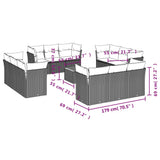 vidaXL 13-Piece Lounge Set with Cushions Poly Rattan Black
