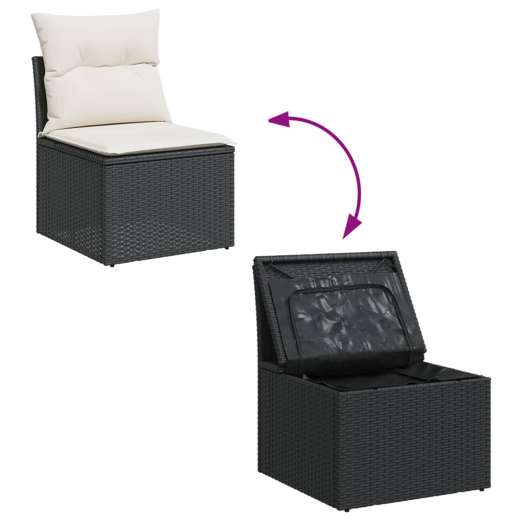 vidaXL 13-Piece Lounge Set with Cushions Poly Rattan Black