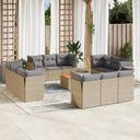vidaXL 13-Piece Lounge Set with Cushions Poly Rattan Black