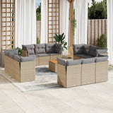 vidaXL 13-Piece Lounge Set with Cushions Poly Rattan Black