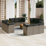 vidaXL 13-Piece Lounge Set with Cushions Poly Rattan Black
