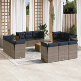 vidaXL 13-delige Loungeset met kussens poly rattan zwart