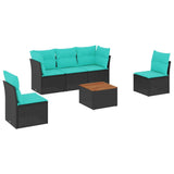 vidaXL 6-delige Loungeset met kussens poly rattan grijs