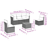 vidaXL 6-piece Lounge Set with Cushions Poly Rattan Black