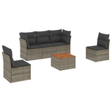 vidaXL 6-piece Lounge Set with Cushions Poly Rattan Black