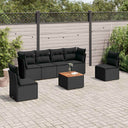 vidaXL 7-Piece Lounge Set with Cushions Poly Rattan Black