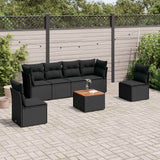 vidaXL 7-Piece Lounge Set with Cushions Poly Rattan Black