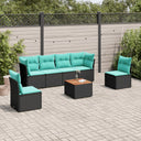 vidaXL 7-Piece Lounge Set with Cushions Poly Rattan Black