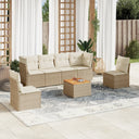 vidaXL 7-Piece Lounge Set with Cushions Poly Rattan Black
