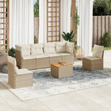 vidaXL 7-Piece Lounge Set with Cushions Poly Rattan Black