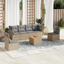 vidaXL 7-Piece Lounge Set with Cushions Poly Rattan Black