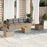 vidaXL 7-Piece Lounge Set with Cushions Poly Rattan Black