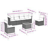 vidaXL 7-Piece Lounge Set with Cushions Poly Rattan Black