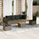 vidaXL 7-Piece Lounge Set with Cushions Poly Rattan Black