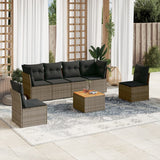 vidaXL 7-Piece Lounge Set with Cushions Poly Rattan Black