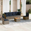 vidaXL 7-Piece Lounge Set with Cushions Poly Rattan Black