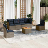 vidaXL 7-Piece Lounge Set with Cushions Poly Rattan Black