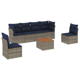 vidaXL 7-Piece Lounge Set with Cushions Poly Rattan Black