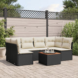 vidaXL 7-Piece Lounge Set with Cushions Poly Rattan Black