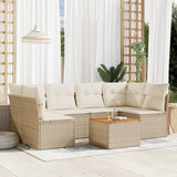 vidaXL 7-Piece Lounge Set with Cushions Poly Rattan Black