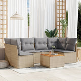 vidaXL 7-Piece Lounge Set with Cushions Poly Rattan Black