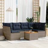 vidaXL 7-Piece Lounge Set with Cushions Poly Rattan Black