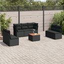 vidaXL 8-Piece Lounge Set with Cushions Poly Rattan Black
