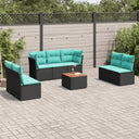 vidaXL 8-Piece Lounge Set with Cushions Poly Rattan Black