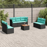 vidaXL 8-Piece Lounge Set with Cushions Poly Rattan Black